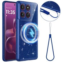Защитный чехол Deexe Glitter Case with MagSafe для Motorola Edge 60 Pro - Blue: фото 1 из 7