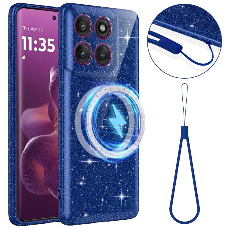 Защитный чехол Deexe Glitter Case with MagSafe для Motorola Edge 60 Pro - Blue: фото 1 из 7