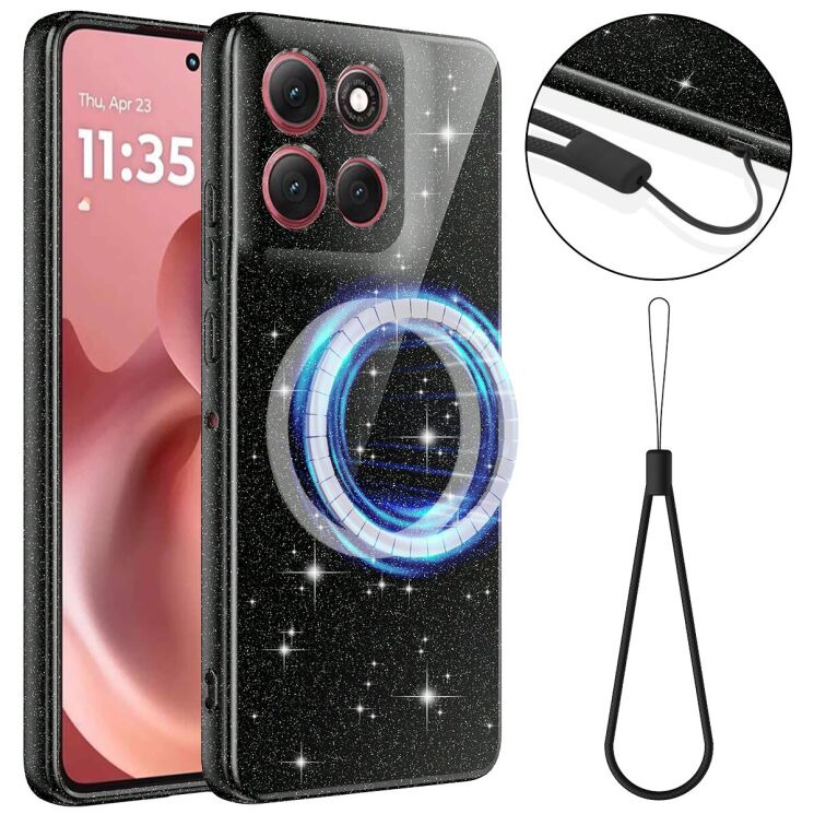 Захисний чохол Deexe Glitter Case with MagSafe для Motorola Moto G17 Power / G15 Power / G15 - Black: фото 1 з 7