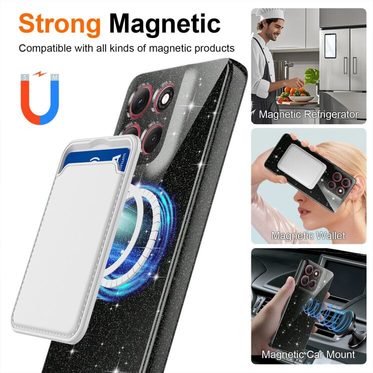 Захисний чохол Deexe Glitter Case with MagSafe для Motorola Moto G17 Power / G15 Power / G15 - Black: фото 3 з 7