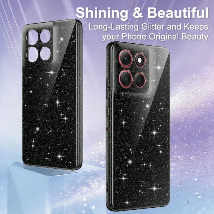 Захисний чохол Deexe Glitter Case with MagSafe для Motorola Moto G17 Power / G15 Power / G15 - Black: фото 2 з 7