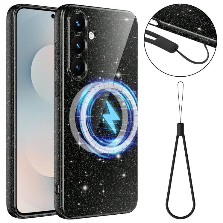 Защитный чехол Deexe Glitter Case with MagSafe для Samsung Galaxy S25 FE (S731) - Black: фото 1 из 7