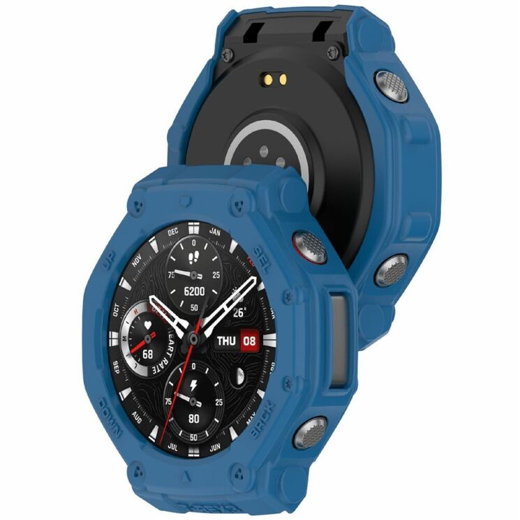 Защитный чехол Deexe Hollow Cover для Xiaomi Amazfit T-ReX 3 - Dark Blue: фото 3 из 6