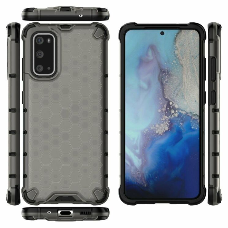 Защитный чехол Deexe Honeycomb Series для Samsung Galaxy S20 (G980) - Grey: фото 2 из 4
