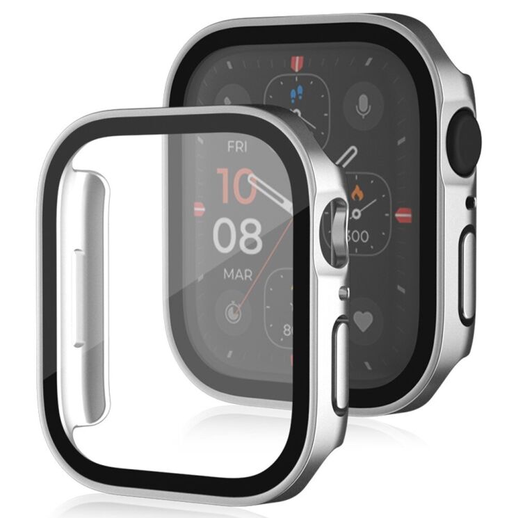 Захисний чохол Deexe Matte Fit для Apple Watch 45 mm (7 / 8 / 9 Series) - Silver: фото 1 з 5