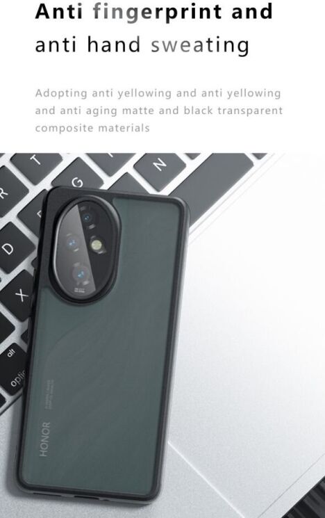 Захисний чохол Deexe Matte Skin для Honor 200 Pro - Transparent / Black: фото 11 з 12