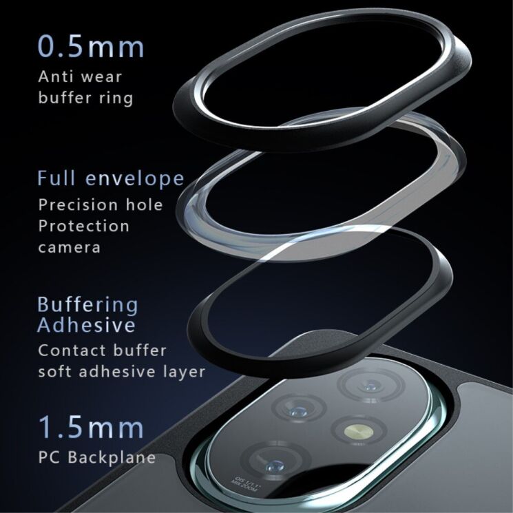 Захисний чохол Deexe Matte Skin для Honor 200 Pro - Transparent / Black: фото 9 з 12
