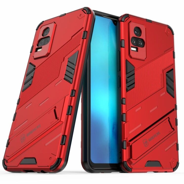 Защитный чехол с подставкой Deexe Bibercas для VIVO V21e - Red: фото 1 из 11