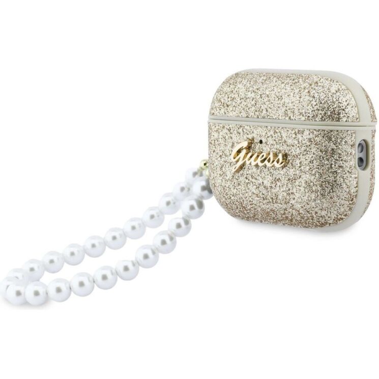Захисний чохол Guess Glitter Pearl Strap для AirPods Pro 3 (GUAP3GLGPSD) - Gold: фото 3 з 5