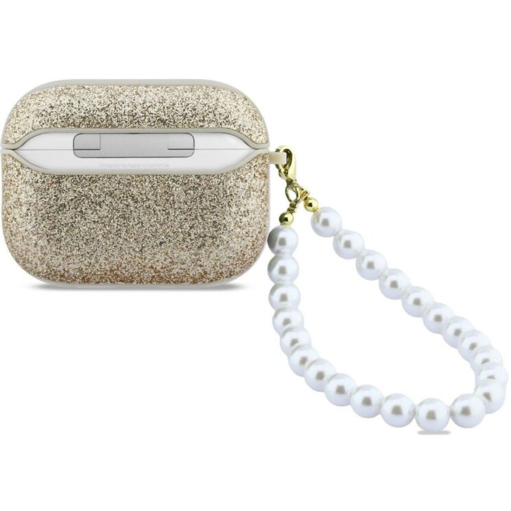 Захисний чохол Guess Glitter Pearl Strap для AirPods Pro 3 (GUAP3GLGPSD) - Gold: фото 2 з 5