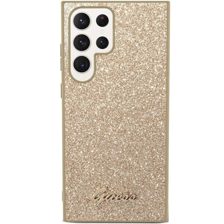 Защитный чехол Guess Glitter Script (FP) для Samsung Galaxy S23 Ultra (S918) GUHCS23LHGGSHD - Gold: фото 2 из 4