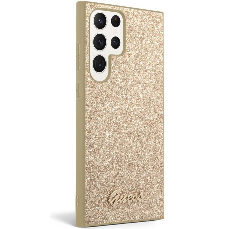 Защитный чехол Guess Glitter Script (FP) для Samsung Galaxy S23 Ultra (S918) GUHCS23LHGGSHD - Gold: фото 3 из 4