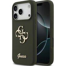 Защитный чехол Guess Silicone Big 4G Script для iPhone 17 Pro Max (GUHCP17XSC4GSMA) - Khaki: фото 1 из 8