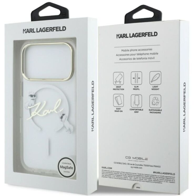 Захисний чохол Karl Lagerfeld IML Choupettes Karl Script Logo MagSafe для iPhone 17 Pro (KLHMP17L5HKSCAH) - Clear: фото 8 з 8