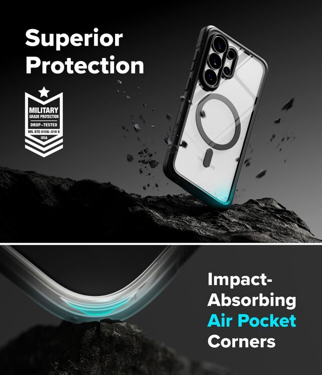 Защитный чехол Ringke Fusion Bold MagSafe для Samsung Galaxy S26 Ultra (S948) 8800328814578 - Black: фото 12 из 19