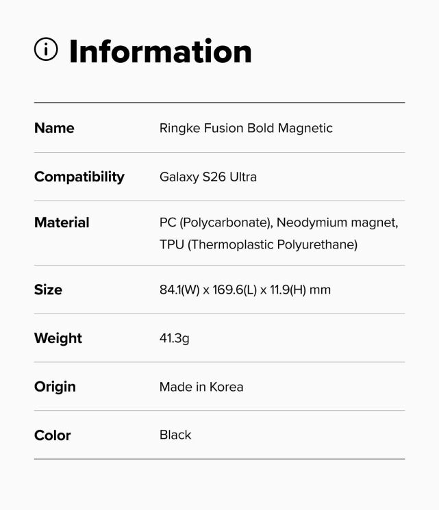 Защитный чехол Ringke Fusion Bold MagSafe для Samsung Galaxy S26 Ultra (S948) 8800328814578 - Black: фото 17 из 19