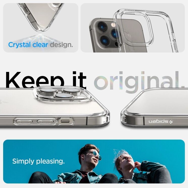Защитный чехол Spigen (SGP) Crystal Hybrid для Apple iPhone 14 Pro - Crystal Clear: фото 9 из 11