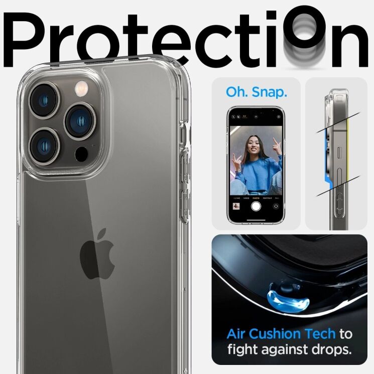 Защитный чехол Spigen (SGP) Crystal Hybrid для Apple iPhone 14 Pro - Crystal Clear: фото 10 из 11
