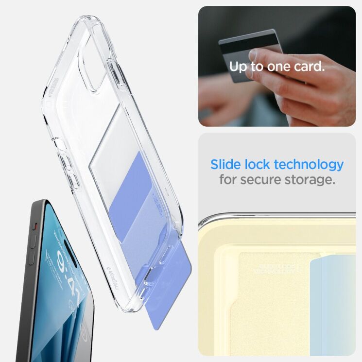 Защитный чехол Spigen (SGP) Crystal Slot для Apple iPhone 15 - Crystal Clear: фото 11 из 14