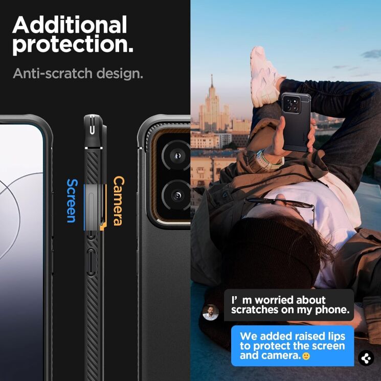 Защитный чехол Spigen (SGP) Rugged Armor для Xiaomi 14 - Matte Black: фото 14 из 16