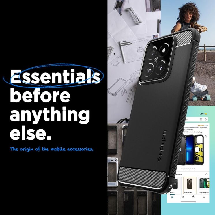 Защитный чехол Spigen (SGP) Rugged Armor для Xiaomi 14 - Matte Black: фото 11 из 16