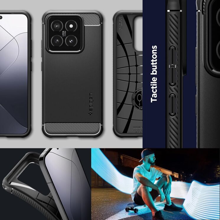Защитный чехол Spigen (SGP) Rugged Armor для Xiaomi 14 - Matte Black: фото 15 из 16