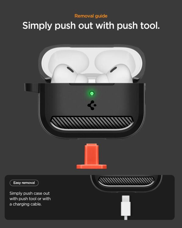 Защитный чехол Spigen (SGP) Rugged Armor (FH) для AirPods Pro 3 (ACS09822) - Matte Black: фото 18 из 18