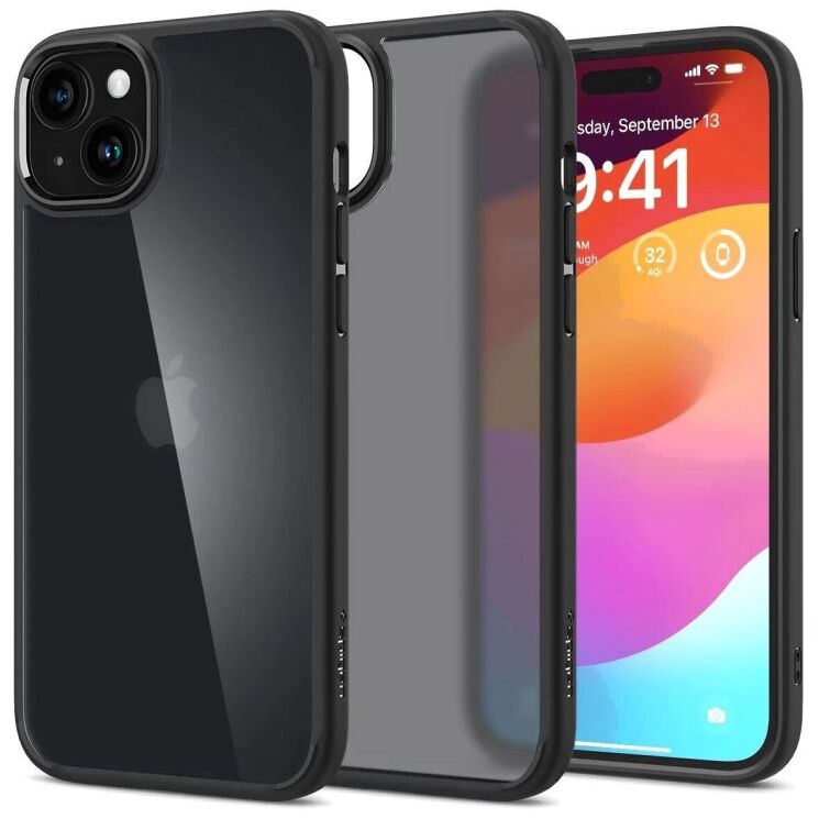 Защитный чехол Spigen (SGP) Ultra Hybrid для Apple iPhone 15 Plus - Frost Black: фото 1 из 16