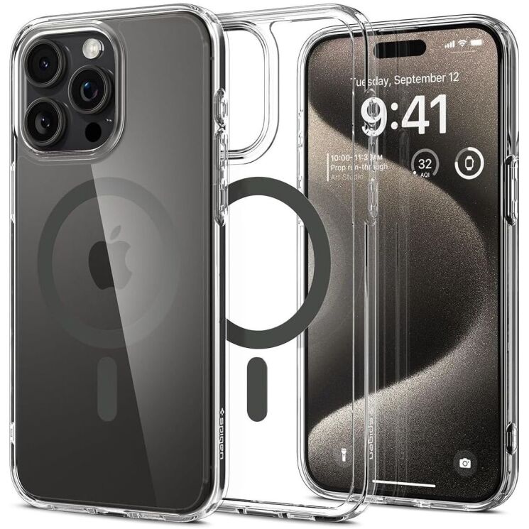 Защитный чехол Spigen (SGP) Ultra Hybrid (MagFit) для Apple iPhone 15 Pro Max - Graphite: фото 1 из 11