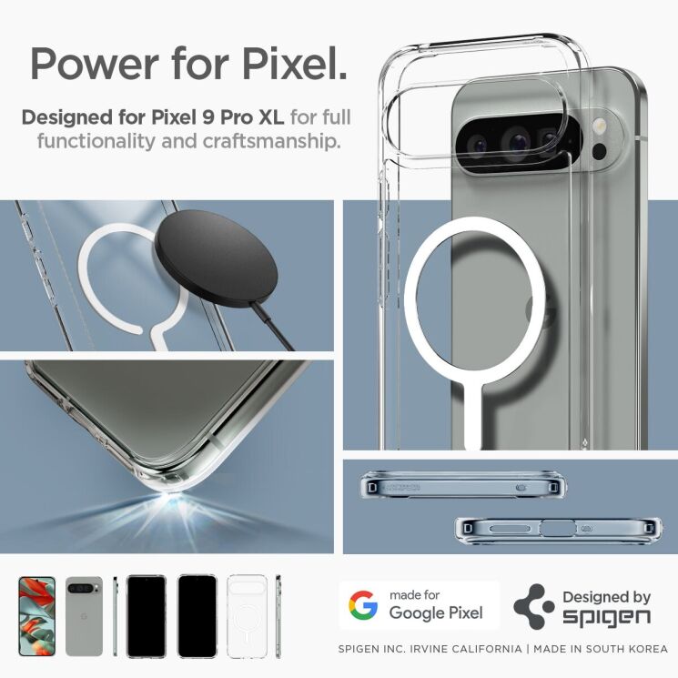 Защитный чехол Spigen (SGP) Ultra Hybrid OneTap Ring для Google Pixel 9 Pro XL (ACS07720) - White: фото 13 из 13