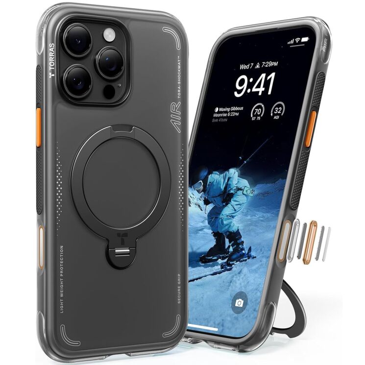 Защитный чехол TORRAS Ostand Q3 Air для iPhone 15 Pro - Black (350857B) Защитный чехол TORRAS Ostand Q3 Air для iPhone 15 Pro - Black: фото 1 из 8