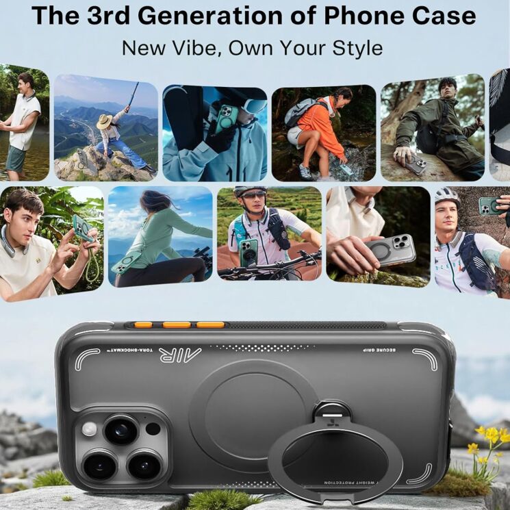 Захисний чохол TORRAS Ostand Q3 Air для iPhone 15 Pro - Green: фото 3 з 8