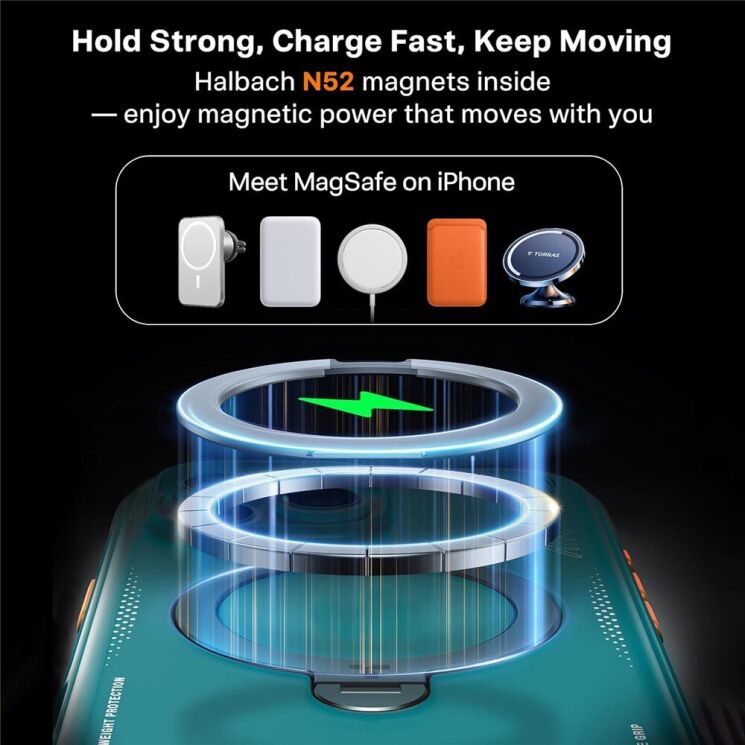 Захисний чохол TORRAS Ostand Q3 Air для iPhone 15 Pro - Green: фото 6 з 8