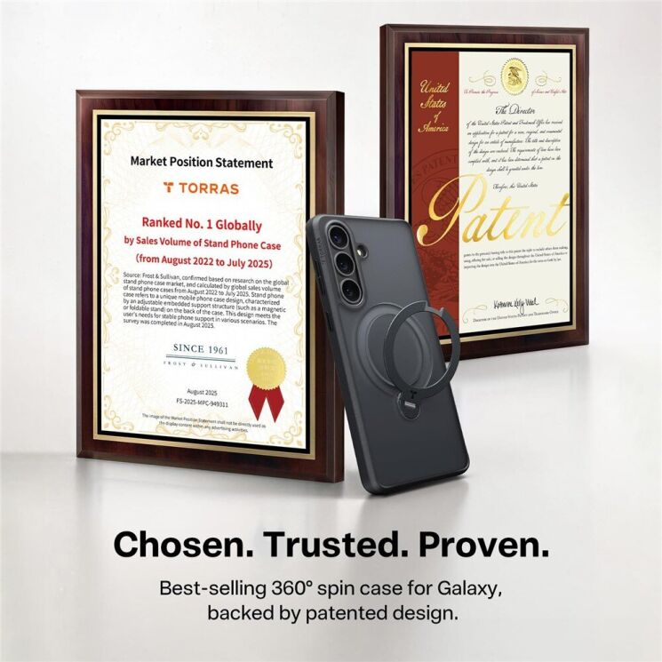 Захисний чохол TORRAS Ostand Q3 Spin (with MagSafe) для Samsung Galaxy S26 - Black: фото 8 з 12