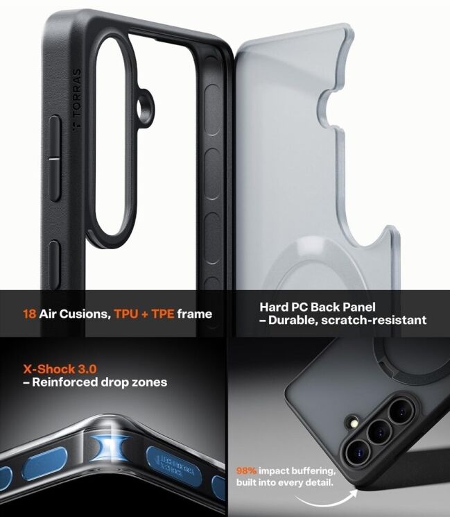 Захисний чохол TORRAS Ostand Q3 Spin (with MagSafe) для Samsung Galaxy S26 - Black: фото 11 з 12