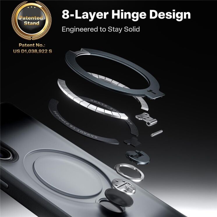 Захисний чохол TORRAS Ostand Q3 Spin (with MagSafe) для Samsung Galaxy S26 - Black: фото 5 з 12