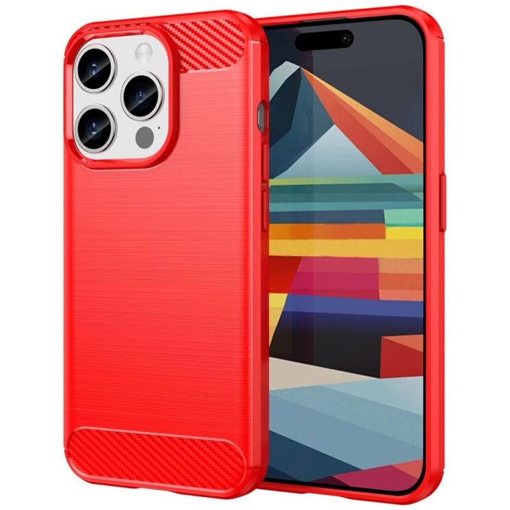 Защитный чехол UniCase Carbon для Apple iPhone 15 Pro - Red: фото 1 из 8