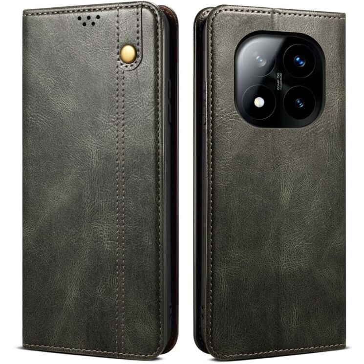Защитный чехол UniCase Leather Wallet для Xiaomi Redmi Note 14 Pro 5G - Green: фото 1 из 10