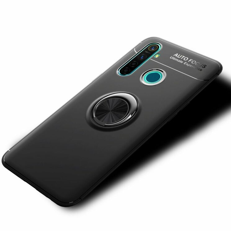 Захисний чохол UniCase Magnetic Ring для Realme 5 Pro - All Black: фото 2 з 12