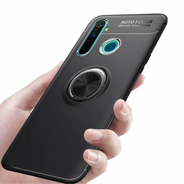 Захисний чохол UniCase Magnetic Ring для Realme 5 Pro - All Black: фото 6 з 12
