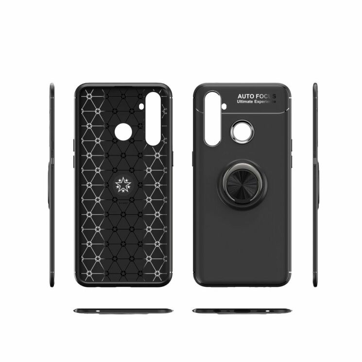 Захисний чохол UniCase Magnetic Ring для Realme 5 Pro - All Black: фото 12 з 12