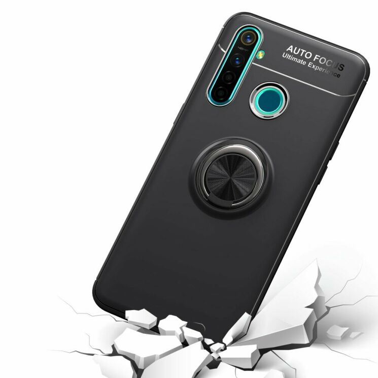 Захисний чохол UniCase Magnetic Ring для Realme 5 Pro - All Black: фото 9 з 12