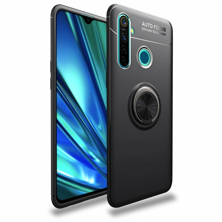 Захисний чохол UniCase Magnetic Ring для Realme 5 Pro - All Black: фото 1 з 12