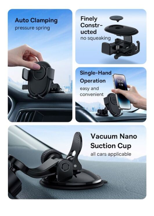 Автомобільний тримач Baseus UltraControl Lite (C40351700111-00) - Black: фото 8 з 24