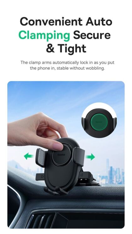 Автомобільний тримач Baseus UltraControl Lite (C40351700111-00) - Black: фото 9 з 24