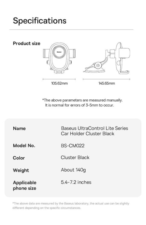 Автомобільний тримач Baseus UltraControl Lite (C40351700111-00) - Black: фото 23 з 24