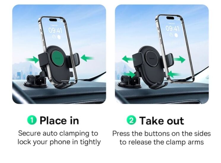 Автомобільний тримач Baseus UltraControl Lite (C40351700111-00) - Black: фото 17 з 24