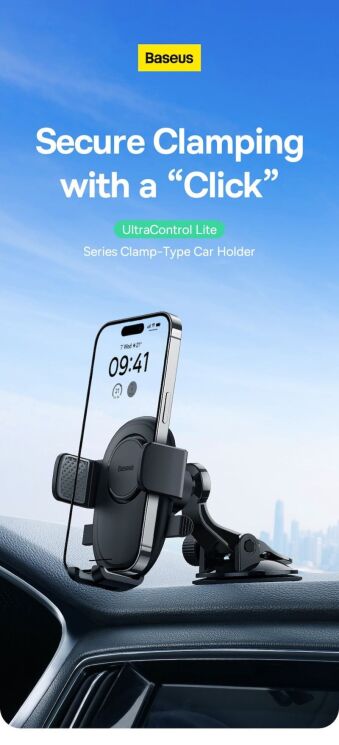 Автомобільний тримач Baseus UltraControl Lite (C40351700111-00) - Black: фото 7 з 24