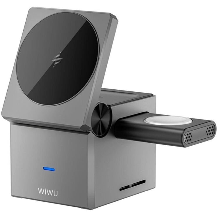 Бездротовий зарядний пристрій WIWU Wi-W030 Planeta Trio 3 in 1 (15W) - Gray: фото 1 з 6