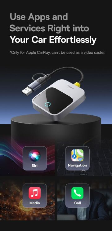 Беспроводной автомобильный адаптер Baseus PrimeTrip (Wireless Apple CarPlay) C10745100813-00 - Grey: фото 7 из 18